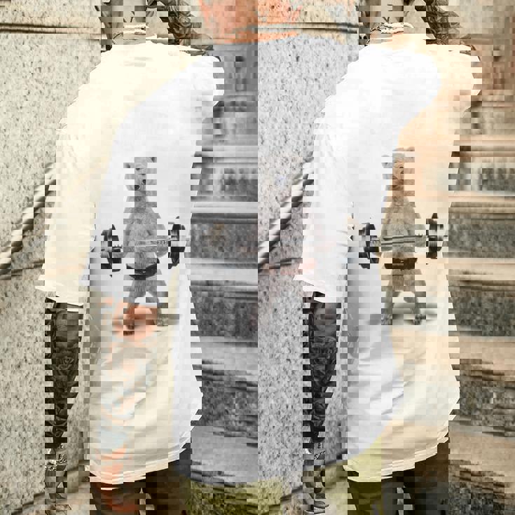 ウェイトリフティング 筋トレ バーベル やる気がないなら家に帰れ 白熊 しろくま メンズTシャツ バックプリント 彼への贈り物