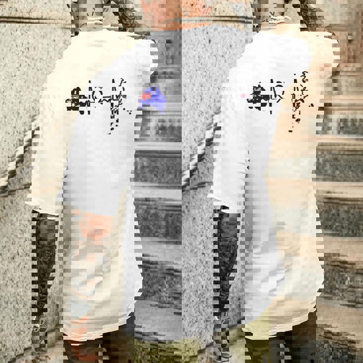 オーストラリア 日本 ハートビート オーストラリア 日本国旗 メンズTシャツ バックプリント 彼への贈り物