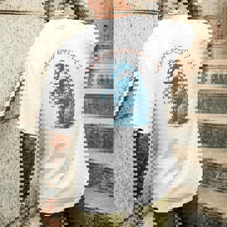 キャンセルされた計画の恋人 コーヒーを飲むアナグマ 長袖tシャツ メンズTシャツ バックプリント 彼への贈り物