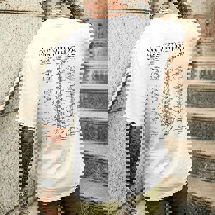 サックス オールド ヴィンテージ 特許 図面 プリント メンズTシャツ バックプリント 彼への贈り物