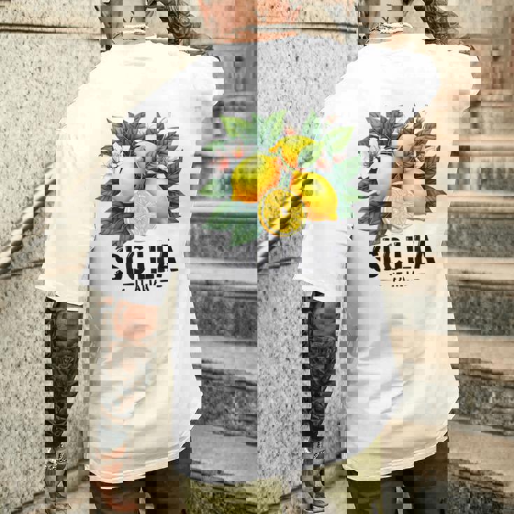 シチリア イタリア シチリア イタリア フレッシュ イタリアン レモン シチリア メンズTシャツ バックプリント 彼への贈り物