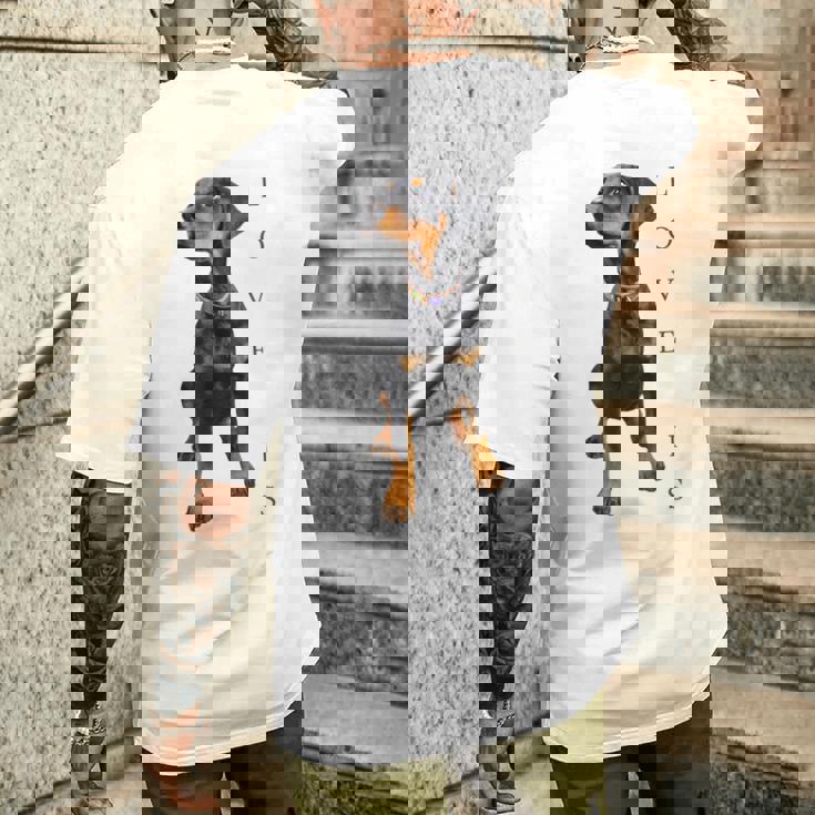 ドーベルマン シャツ ドーベルマン ピンシャー 犬 ママ お父さん 愛 ペット 子犬 メンズTシャツ バックプリント 彼への贈り物