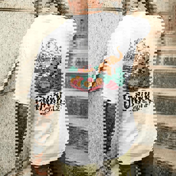 バンコク タイ 象 寺 果物 お土産 メンズTシャツ バックプリント 彼への贈り物