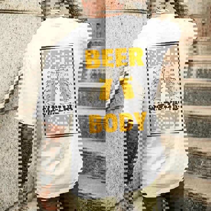 ビールがこの体を作る 面白いビール腹 メンズTシャツ バックプリント 彼への贈り物