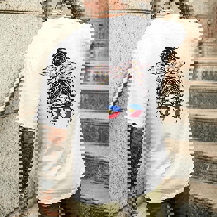 フィリピン 散らかった団子 バンダナ付き フィリピン国旗グラス 長袖tシャツ メンズTシャツ バックプリント 彼への贈り物