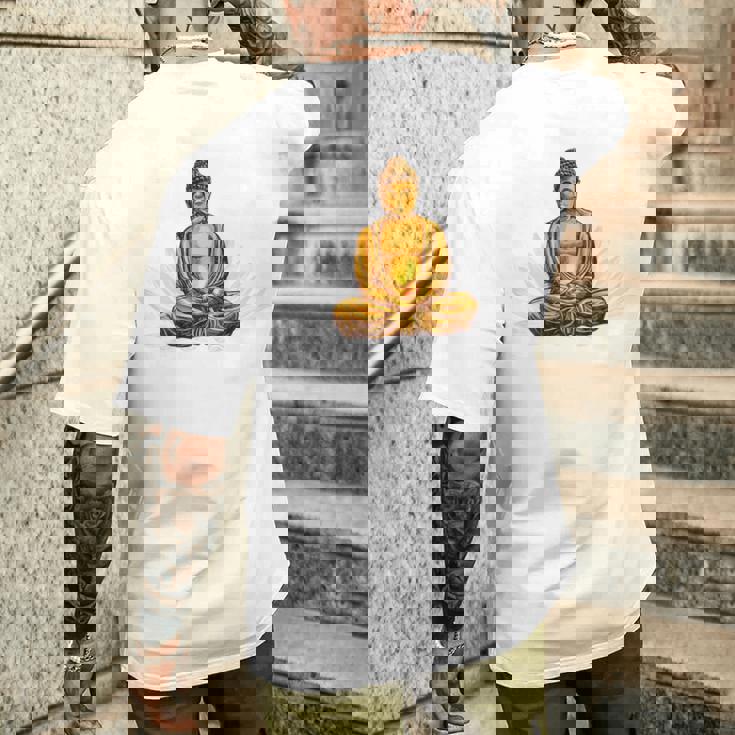 ブッダ 国際ヨガデー バックプリント メンズTシャツ バックプリント 彼への贈り物