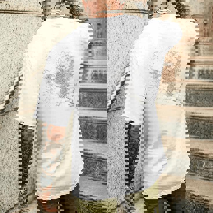 煙草の肖像画と猫ノワール猫 メンズTシャツ バックプリント 彼への贈り物