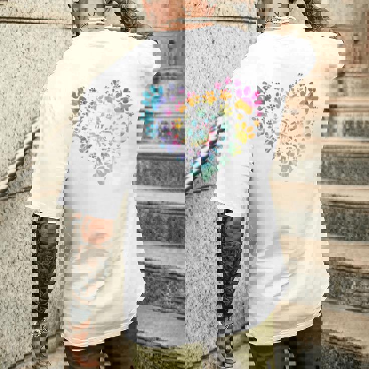 バックプリント 犬の足跡 犬 ペット 足跡 プリント 長袖tシャツ メンズTシャツ バックプリント 彼への贈り物