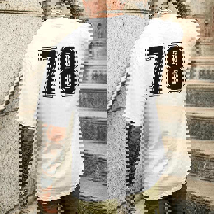 番号 78 ブラック スポーツファン ジャージ ナンバー メンズTシャツ バックプリント 彼への贈り物