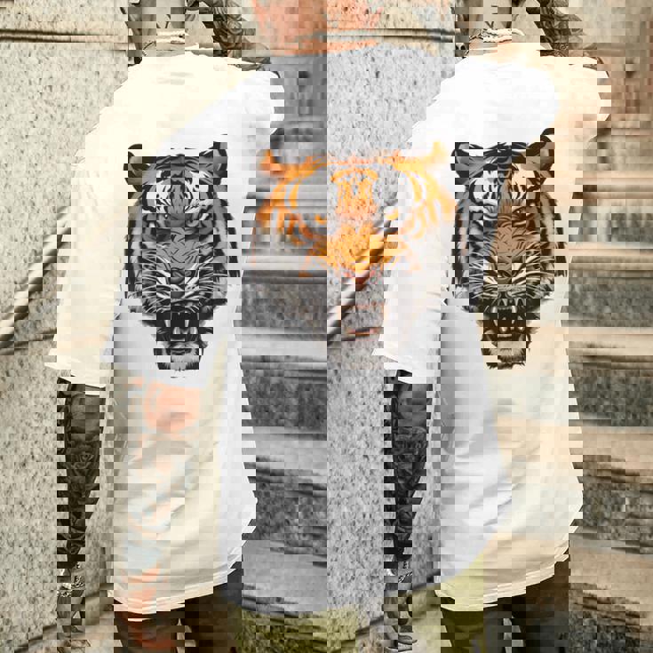 虎の肖像画 虎の恋人 野生動物 森の恋人 メンズTシャツ バックプリント 彼への贈り物