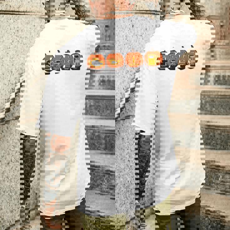 車の警告灯 面白いメカニック ハロウィン パンプキン オレンジ メンズTシャツ バックプリント 彼への贈り物