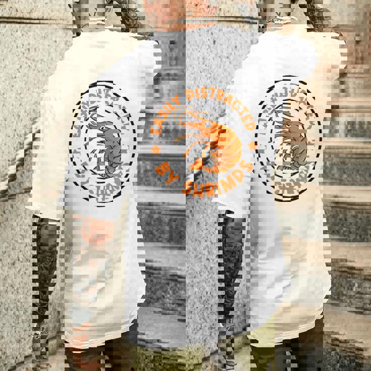 魚介類と海老に気を取られて 面白い海老 メンズTシャツ バックプリント 彼への贈り物