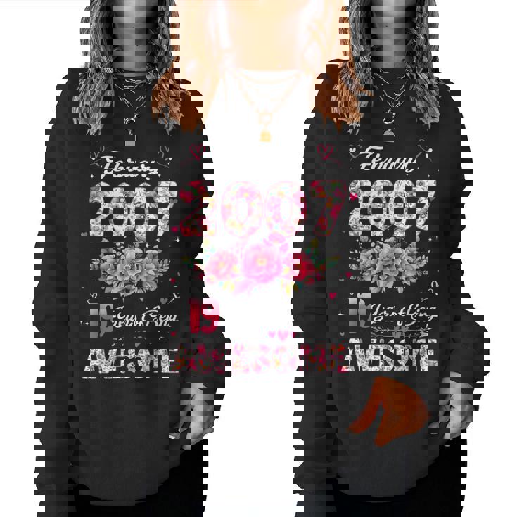 19歳 2007年2月 花柄 19歳 誕生日 男性 女性 レディーススウェットシャツ