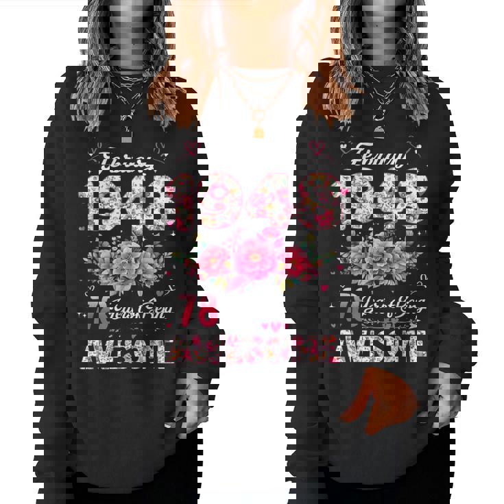 78歳 1948年2月 花柄 78歳 誕生日 男性 女性 レディーススウェットシャツ