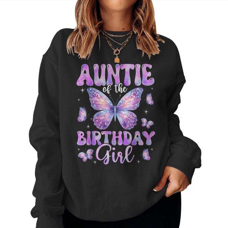 Auntie Of The Birthday Girl Butterfly Family Matching Women Sweatshirt