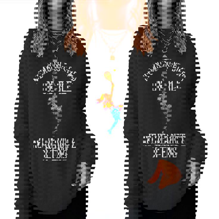 Drôle Fille Avec Une Raquette De Tennis Joueur De Tennis Sweat-shirt pour femme