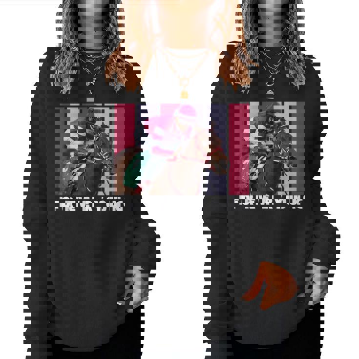 Forever Young Horse、競馬、デルマール、サンタアニタ レディーススウェットシャツ