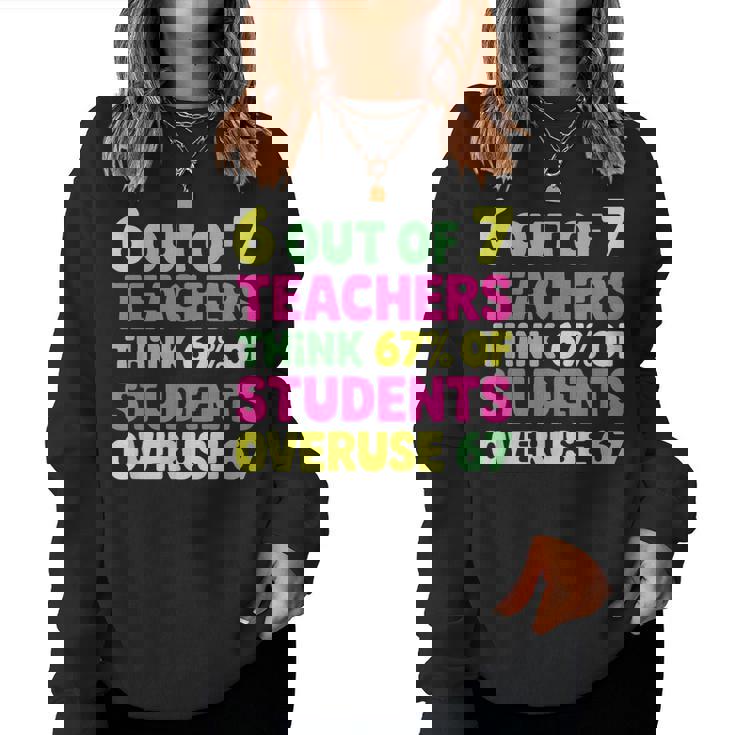 67 Teacher Teacher 6 7 Overuse 67 Women Sweatshirt