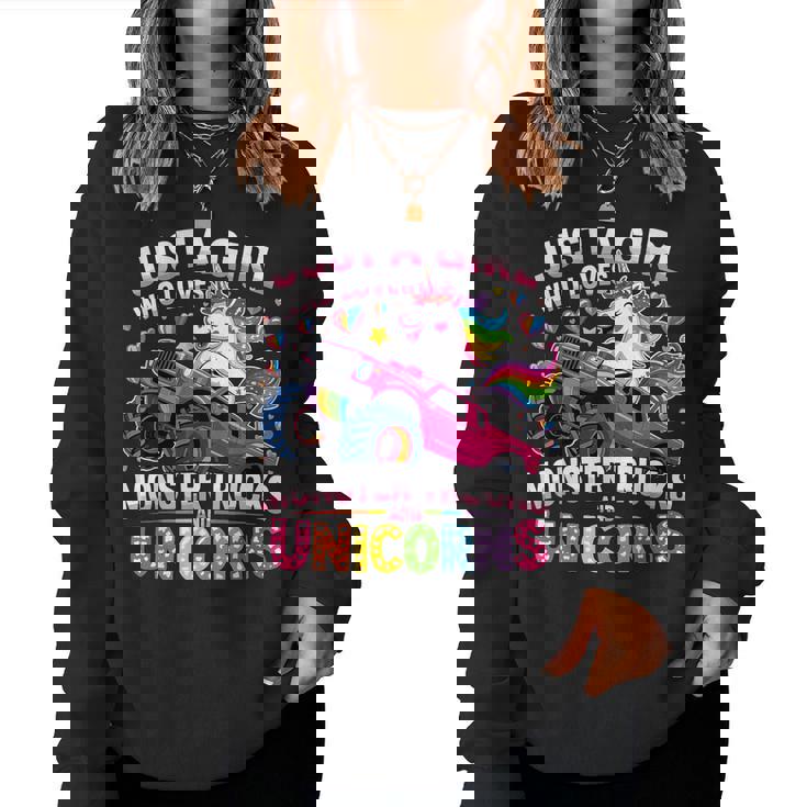 Just A Girl Who Loves Monster Trucks And Unicorns Women Sweatshirt