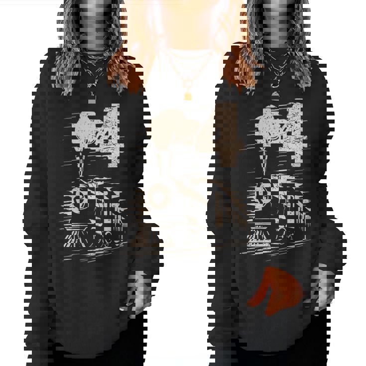 Vintage 4Th Train Birthday Boy Girl 4 Year Old Women Sweatshirt