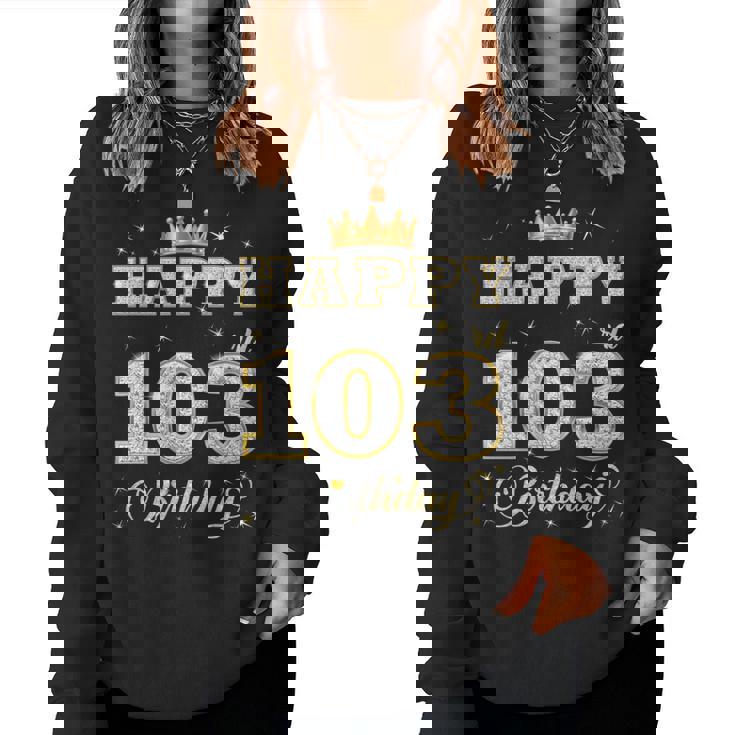 Happy 103Rd Birthday 103歳 女性 男性 誕生日パーティー 長袖tシャツ レディーススウェットシャツ