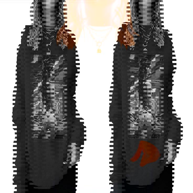 Hot Girl On 男性用 セクシー ブーティー ガール カーショー 1 Bw レディーススウェットシャツ