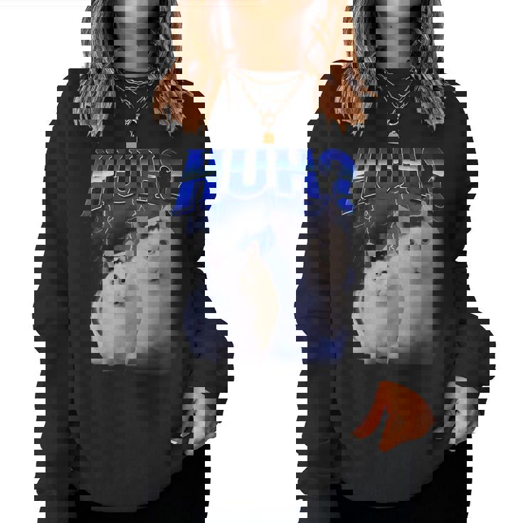 Huh ファニーダンクキャットミーム 女性&男性向け ヒンジなし グーフィーキャット レディーススウェットシャツ