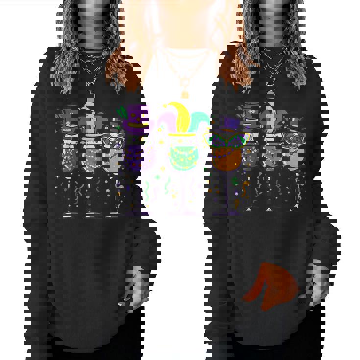 Mardi Gras Glass Fat Tuesday Carnival Party Mom Women Women Sweatshirt