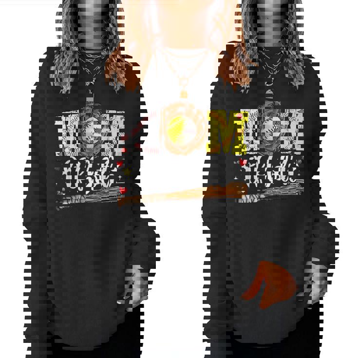 Mom Of Both Game Day Baseball Softball Mother's Day 2025 Women Sweatshirt