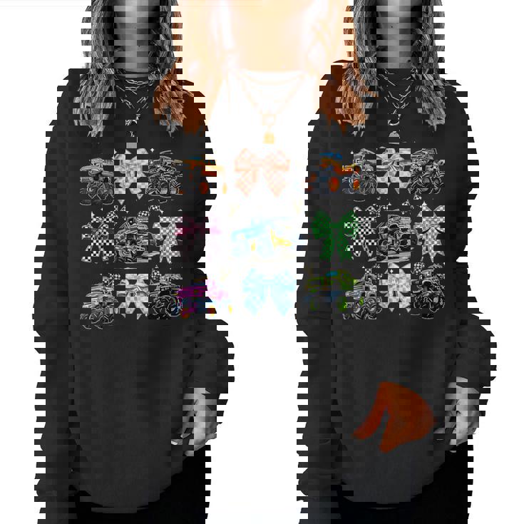 Monster Truck 4 Wheeler Offroad Girl Coquette Bow Pink Mom Women Sweatshirt