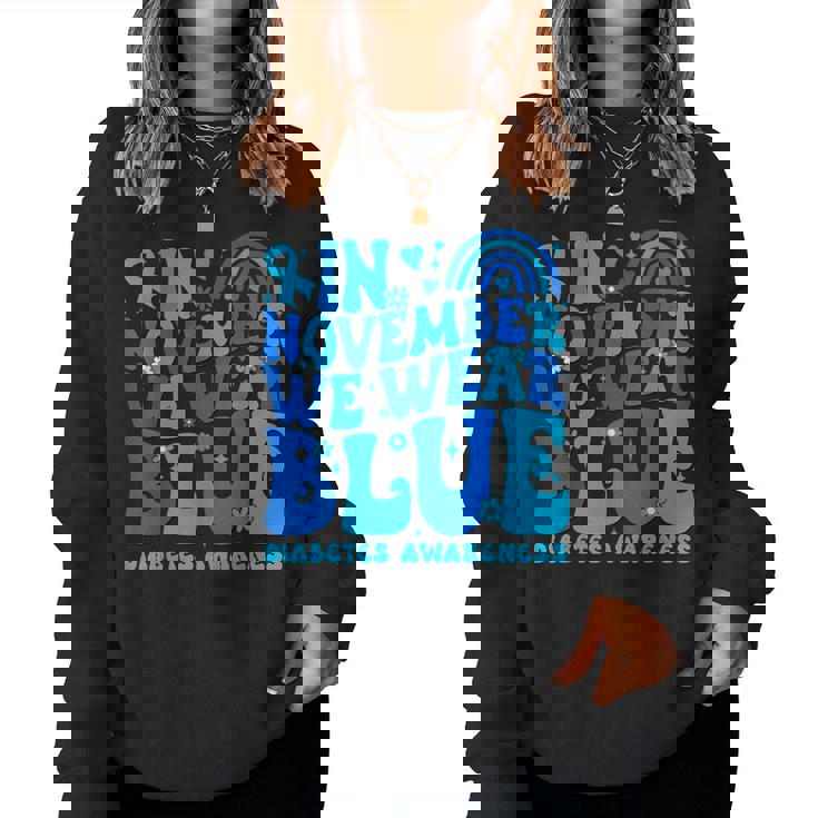 In November We Wear Ribbon Blue Diabetes Awareness Women Women Sweatshirt