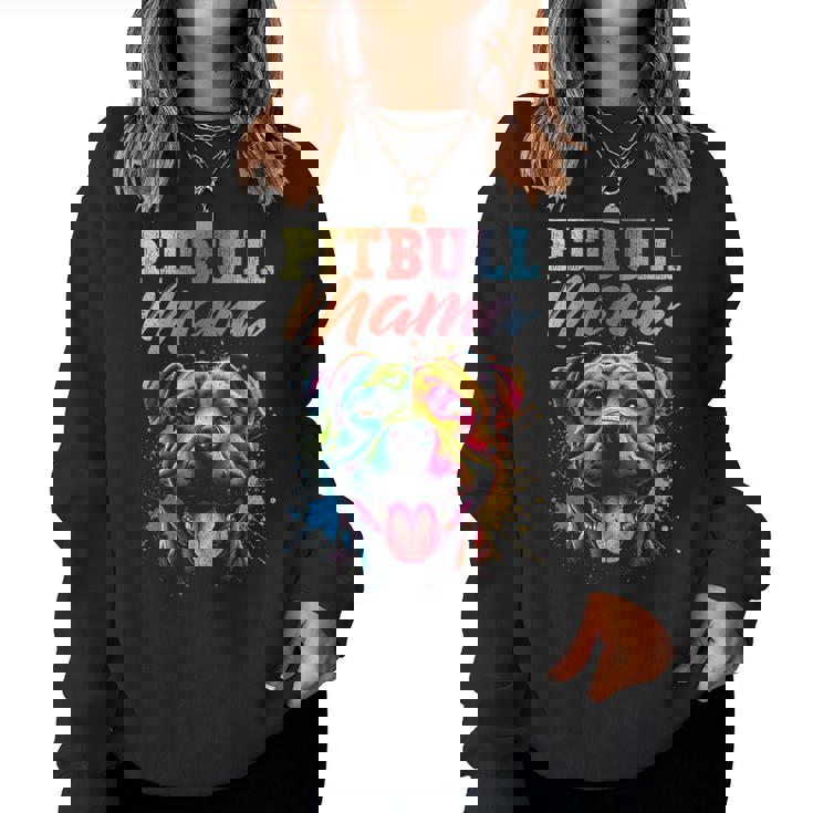 Pitbull Mama Colorful Pittie Mom Dog Lover Mother's Day Women Sweatshirt