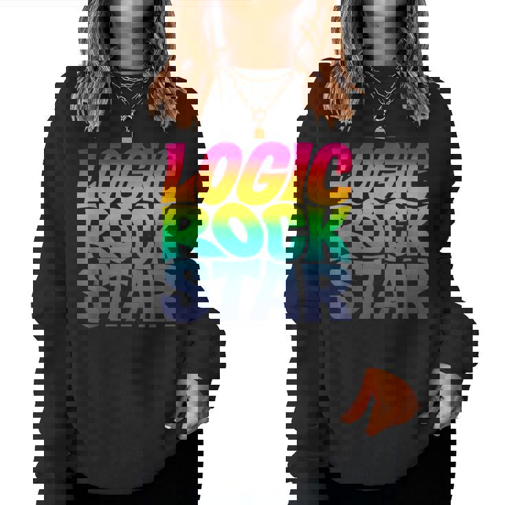 Rainbow Gradient Typography レディーススウェットシャツ