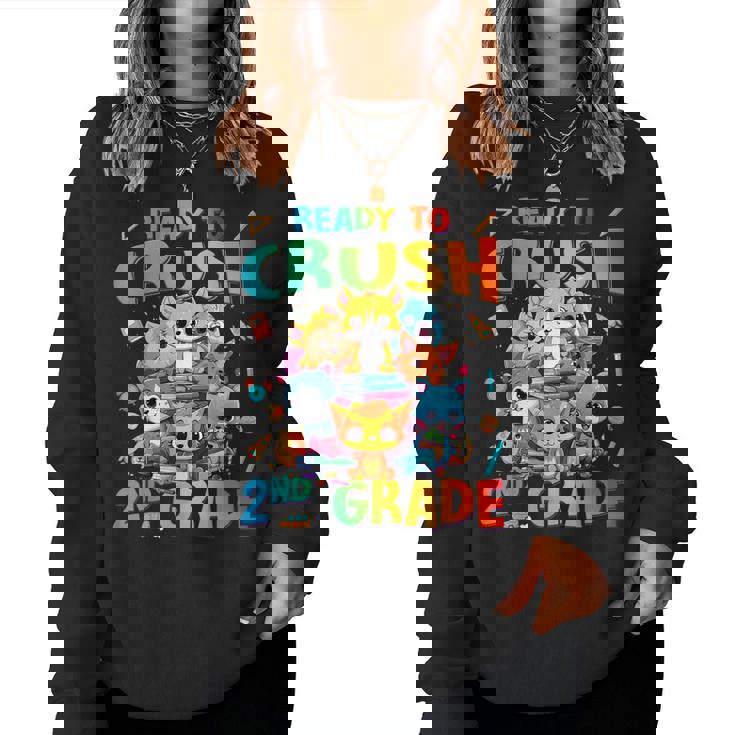 Ready To Crush 2Nd Grade Back Tochool 2Nd Grade Cat Kitten レディーススウェットシャツ