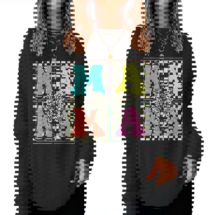 Retro Checkered Mama Coquette Bow Mother’S Day Mom Women Sweatshirt