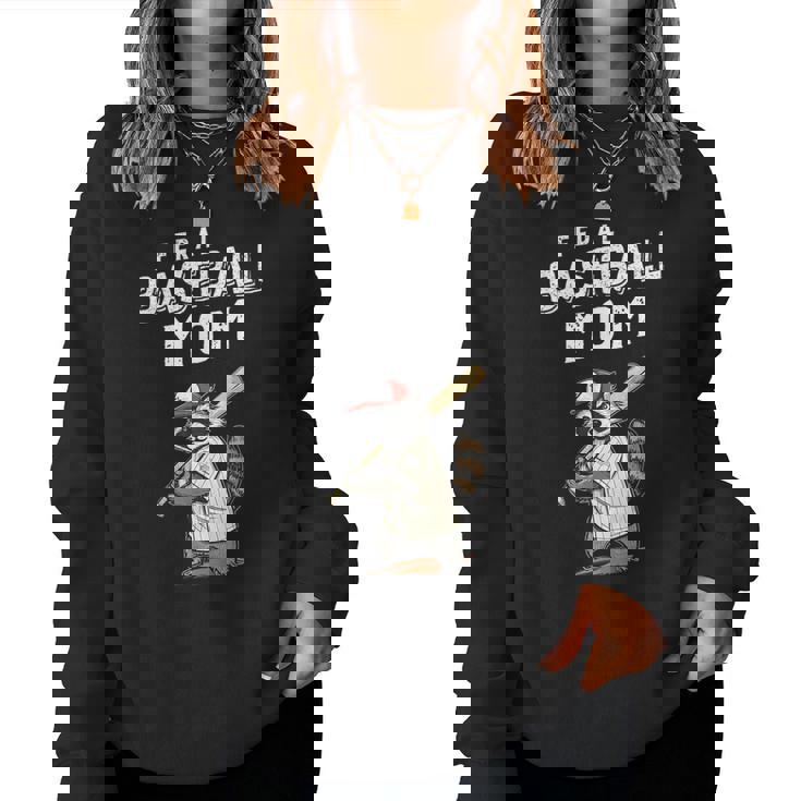 Retro Raccoon Feral Baseball Mom Trash Panda Sport Lover Women Sweatshirt