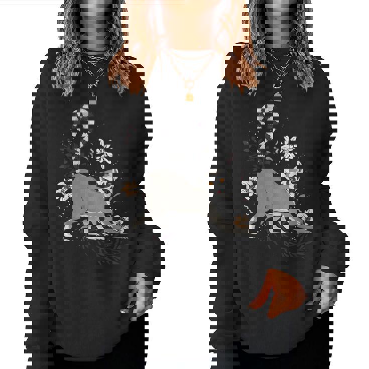 かわいい花 面白い動物キツネザル レディーススウェットシャツ