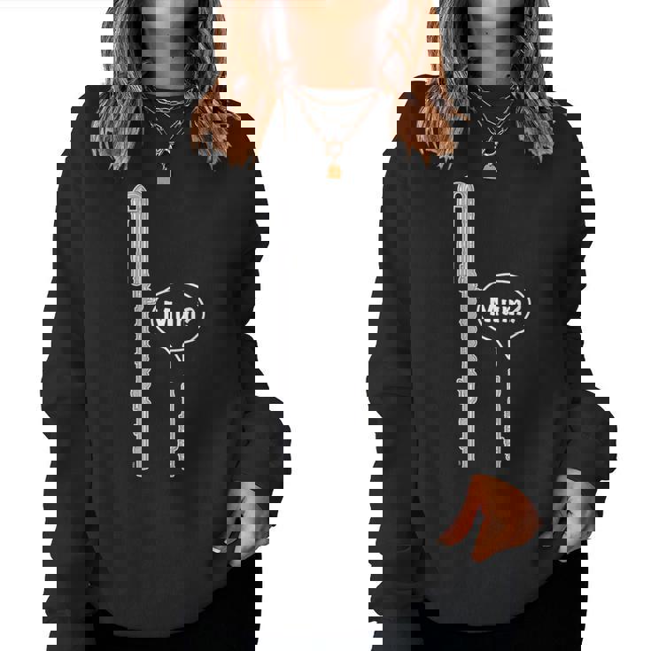 バスフルートとピッコロフルートのミーム 面白いフルートママ Flute Mum Humour レディーススウェットシャツ