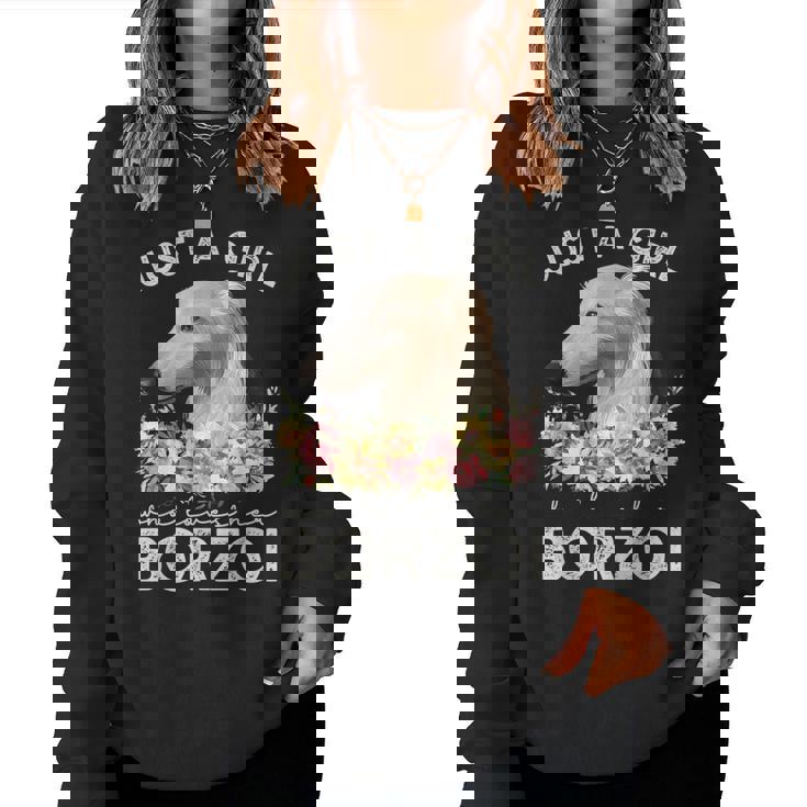 ボルゾイシャツ犬ギフト彼女を愛する女の子だけボルゾイ レディーススウェットシャツ