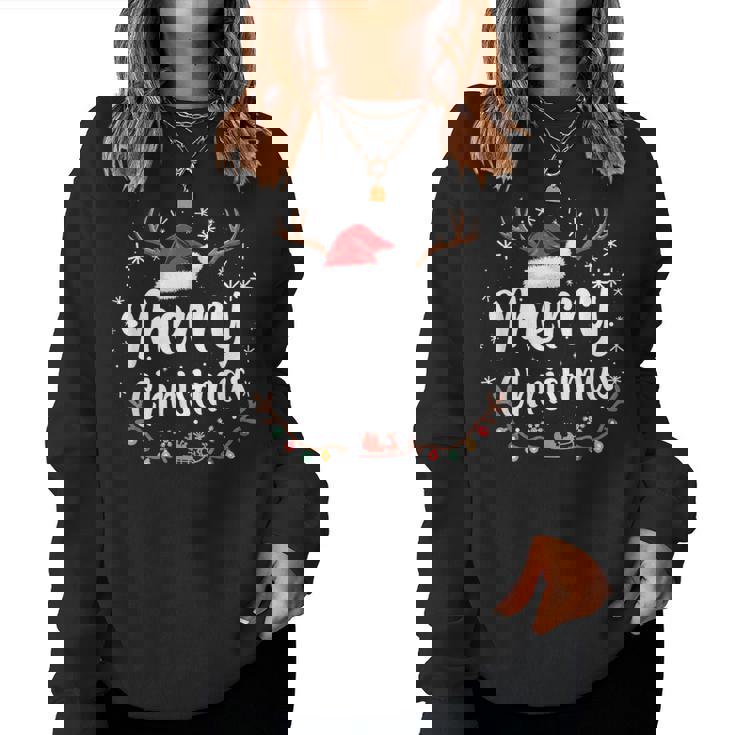 メリークリスマスライト サンタハット クリスマス ファミリー 男性 女性 キッズ レディーススウェットシャツ