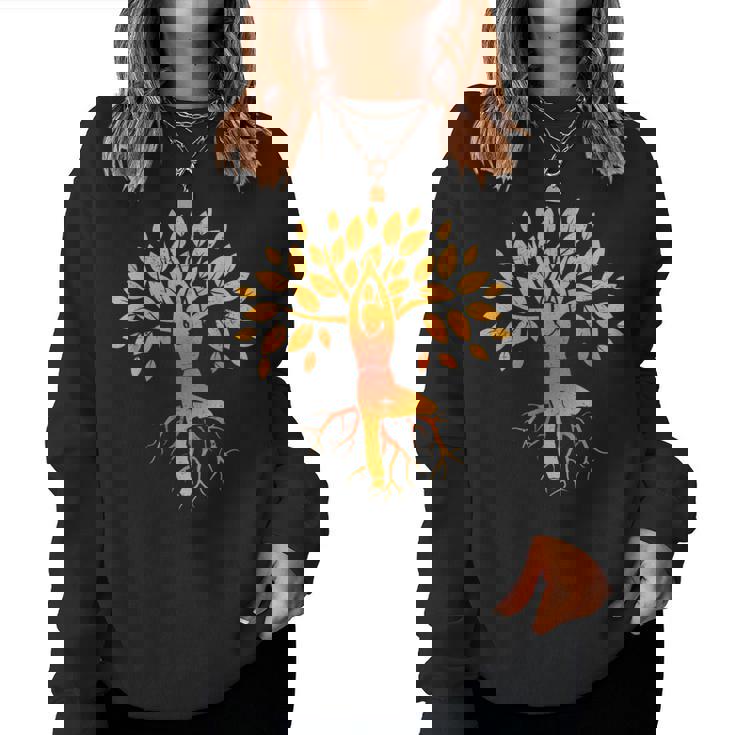 ヨガツリー 女性 男性 瞑想 レディーススウェットシャツ