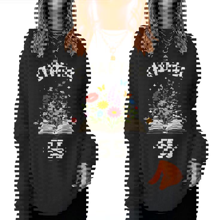 第55章 55歳 誕生日 お祝い 花本 レディーススウェットシャツ