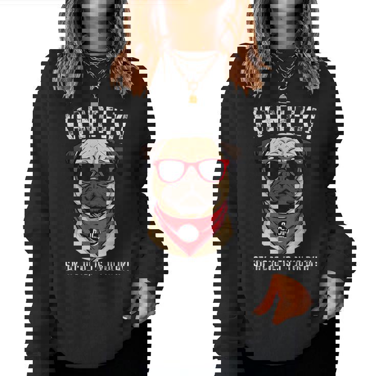 還暦祝い 犬 パグ サングラス 父 男性 女性 母 犬好き 還暦 お祝い 60歳 おもしろ おもろい レディーススウェットシャツ