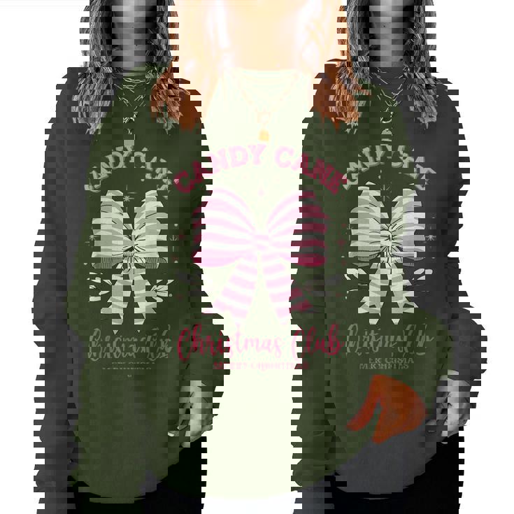 Pink Candy Cane Christmas Club Cute Coquette Bow Girl Women Sweatshirt