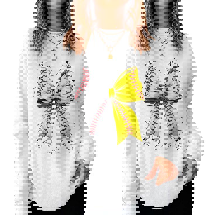 Baseball Softball Bow Coquette Baseball Mom Mama Women Sweatshirt