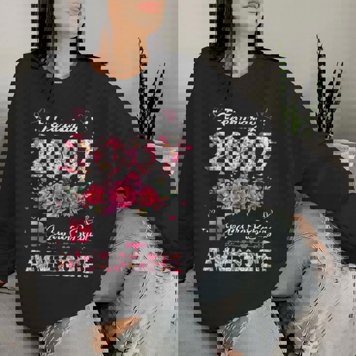 19歳 2007年2月 花柄 19歳 誕生日 男性 女性 レディーススウェットシャツ 彼女への贈り物