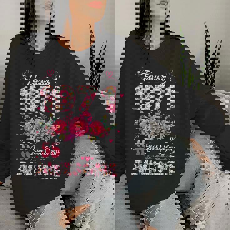 55歳 1971年2月 花柄 55歳 誕生日 男性 女性 レディーススウェットシャツ 彼女への贈り物