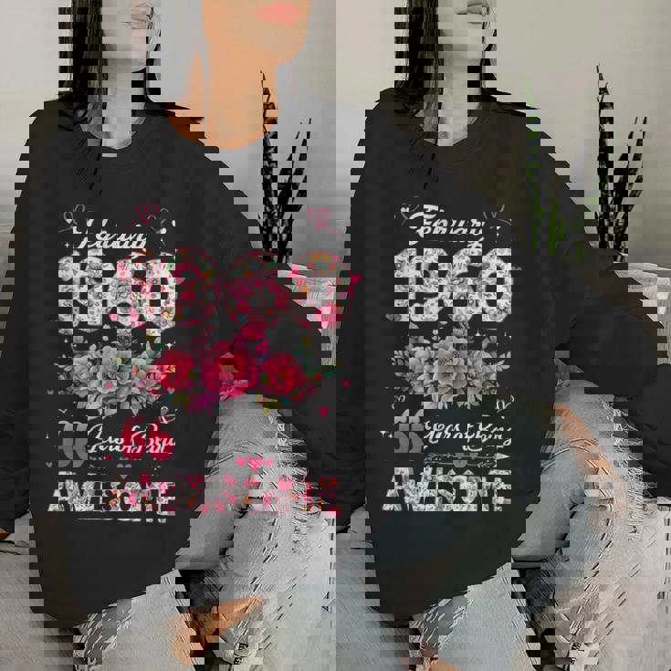 66歳 1960年2月 花柄 66歳 誕生日 男性 女性 レディーススウェットシャツ 彼女への贈り物