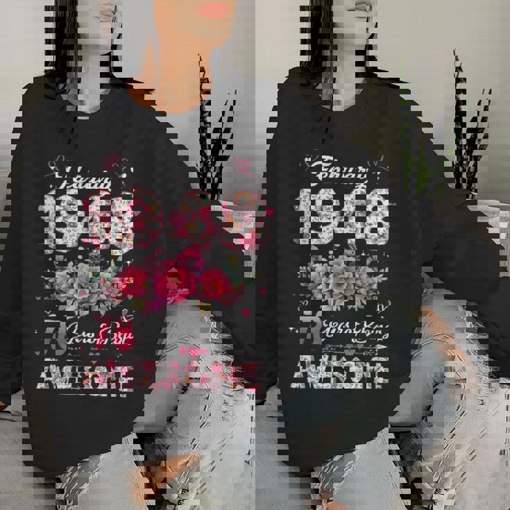 78歳 1948年2月 花柄 78歳 誕生日 男性 女性 レディーススウェットシャツ 彼女への贈り物