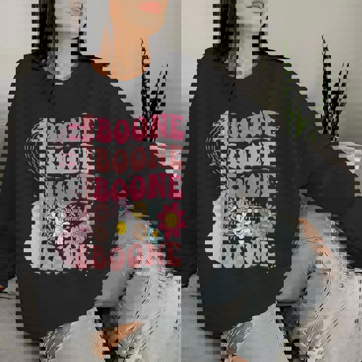 Girl Retro Boone Groovy Flower First Name Personalized 80'S Women Sweatshirt Gifts for Her